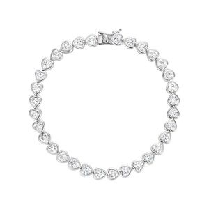 White Gold Plated Heart Tennis Bracelet – Elegant & Dainty